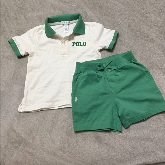 Polo by Ralph Lauren Kids White and Green Polo Shirt - Picture 5 of 11